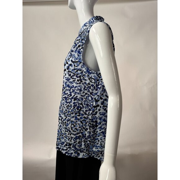 Dana Buchman Sleeveless Blue Animal Print Blouse M - Picture 3 of 16